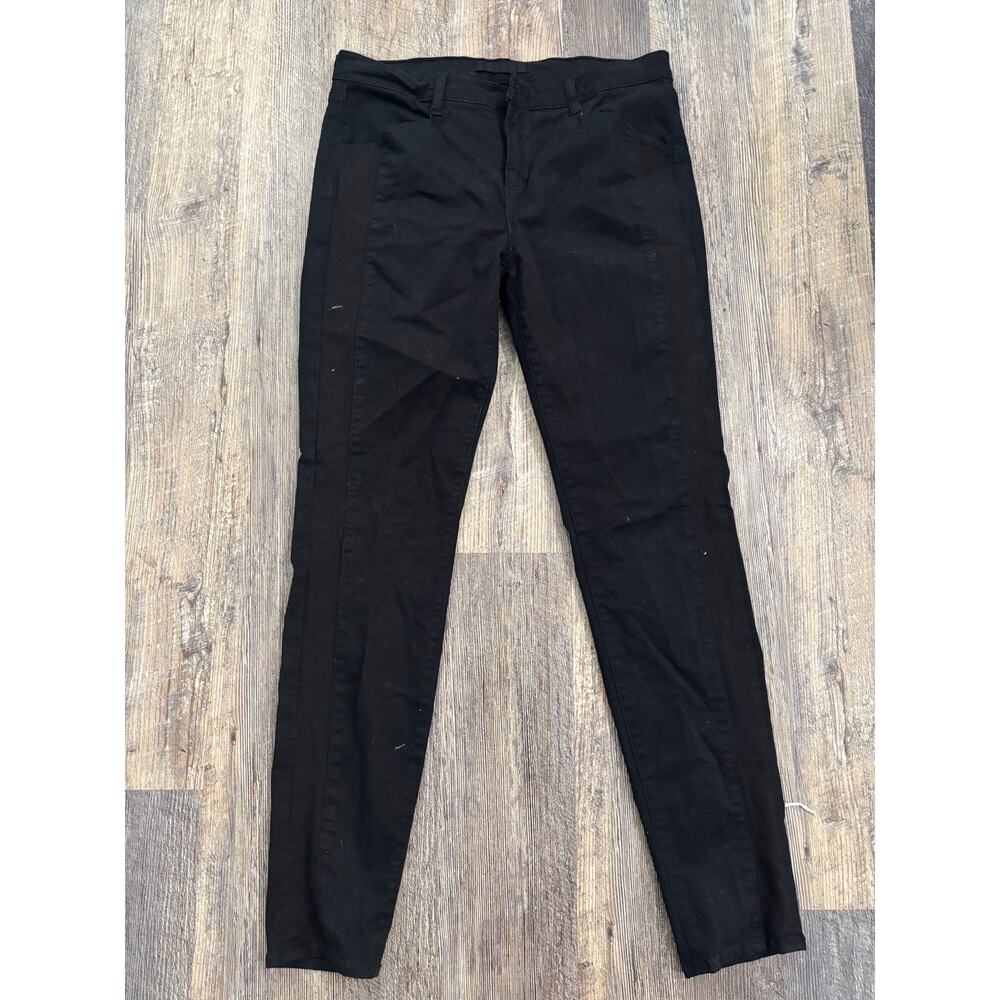 J Brand Womens Black Skinny Pants Tuxedo Side Stripe Trousers Size 31 Inseam 30